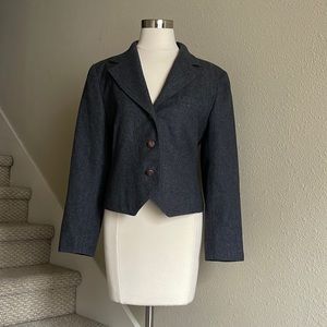 Miss Pendleton Sz 10 💯% Virgin Wool Charcoal Gray Blazer